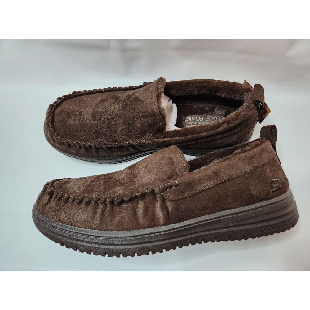 Skechers Relaxed Fit Luxe Foam Slippers Men’s 9 Chocolate